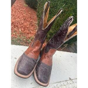 NEW LOVE VINTAGE men's boulet tooled square toe boot in bro